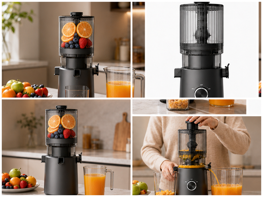 Fresh Smart HJ303 Extra-breite Slow Juicer Entsafter – Für die Liebe zu frischem Saft mit 155mm Einfüllschacht, 2400ml Behälter, 200W Kaltpressung & Selbstreinigend