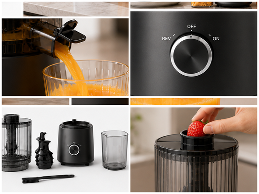 Fresh Smart HJ303 Extra-breite Slow Juicer Entsafter – Für die Liebe zu frischem Saft mit 155mm Einfüllschacht, 2400ml Behälter, 200W Kaltpressung & Selbstreinigend