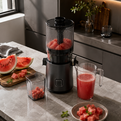 Frischer Smart HJ303 Extra-Wide Slow Masticating Juicer   Die Kunst des Saugens macht sich mühelos mit 155mm Schiefer, 2400ml Hopper, 200W Kaltpresse und Selbstreinigung