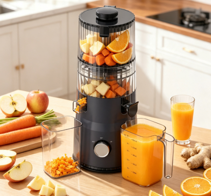 Frischer Smart HJ103 Kompakter, langsam kauender Saftsauger mit 135 mm breiter Schüssel, 200 Watt Kaltpresse und Selbstreinigung