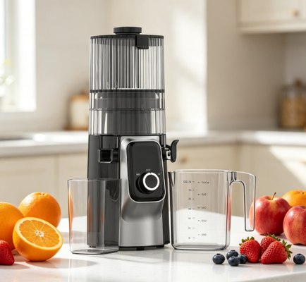 Fresh Smart HJ102C Slow Masticating Entsafter – Der Entsafter, der Ihnen hilft, jeden Morgen frisch zu starten, mit 3 einstellbaren Geschwindigkeiten, 135 mm breitem Einfüllschacht, 200 W Kaltpressung & Selbstreinigung