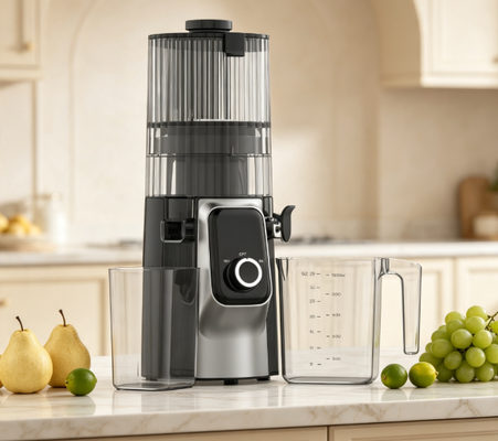 Fresh Smart HJ102C Slow Masticating Entsafter – Der Entsafter, der Ihnen hilft, jeden Morgen frisch zu starten, mit 3 einstellbaren Geschwindigkeiten, 135 mm breitem Einfüllschacht, 200 W Kaltpressung & Selbstreinigung