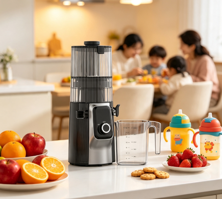 Fresh Smart HJ102C Slow Masticating Juicer – Der Entsafter, der gesundes Leben mit 3 einstellbaren Geschwindigkeiten, 135 mm breitem Einfüllschacht, 200 W Kaltpressung und Selbstreinigungsfunktion zum Vergnügen macht