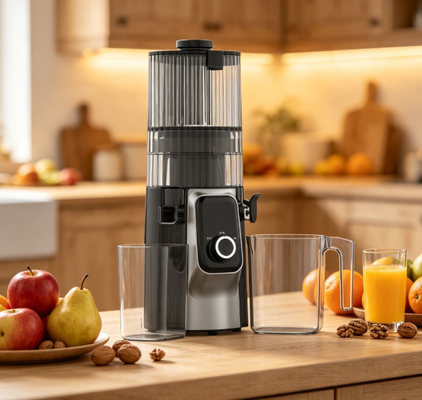 Fresh Smart HJ102C Slow Masticating Juicer – Der Entsafter, der Ihnen hilft, mit 3 einstellbaren Geschwindigkeiten, 135 mm breitem Einfüllschacht, 200 W Kaltpressung und Selbstreinigungsfunktion zu gedeihen