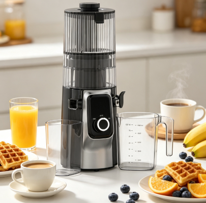 Fresh Smart HJ102C Langsam kauender Entsafter         Der Entsafter, der die Frische zur Gewohnheit macht mit 3 einstellbaren Geschwindigkeiten, 135mm breiter Sprungschleifer, 200W Kaltpresse und Selbstreinigung