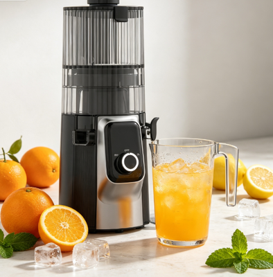 Frischer Smart HJ102C Langsam kauender Saftsauger Der Saftsafter, der Ihre Morgen mit 3 einstellbaren Geschwindigkeiten, 135mm breiter Schieberegler, 200W Kaltpresse und Selbstreinigung verändert