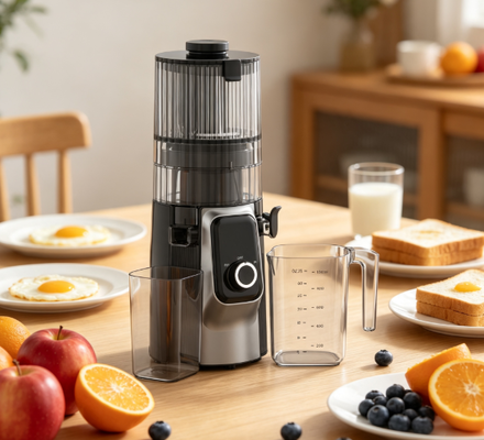 Frischer Smart HJ102C langsam kauender Saftsauger      Der Saftsauger, der Ihre Zutaten am besten kennt mit 3 einstellbaren Geschwindigkeiten, 135mm breiter Sprungschleifer, 200W Kaltpresse und Selbstreinigung