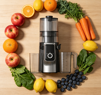 Fresh Smart HJ102C Slow Masticating Juicer – Multi-Speed Edition mit 3 einstellbaren Geschwindigkeitsstufen, 135 mm breiter Einfüllschacht, 200 W Kaltpressung & Selbstreinigungsfunktion für individuelles Entsaften