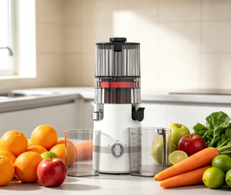 Frisch Smart HJ102B Slow Juicer – Frischer Saft, Glückliche Familie, Gesundes Leben mit 135mm Einfüllschacht, 200W Kaltpressung, Selbstreinigend & Sicherheitsverriegelung