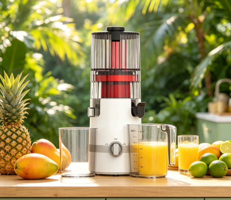 Frisch Smart HJ102B Slow Masticating Entsafter – Der vertrauenswürdige Familienentsafter mit automatischem Sicherheitsverschluss, 135 mm breitem Einfüllschacht, 200 W Kaltpressung & Selbstreinigung für tägliche Ernährung