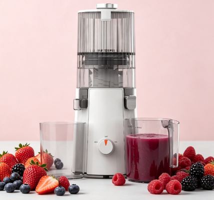 Fresh Smart HJ102A Entsafter mit langsamer Pressung für Verdauungsgesundheit – 200W darmfreundlicher Extraktor mit 135mm breitem Einfüllschacht, 55 U/min Kaltpress-Technologie für natürliche enzymreiche Ernährung
