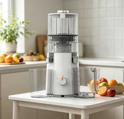 Frische Smart HJ102A Büro & Arbeitsplatz Slow Masticating Entsafter – Kompakter 200W Leiser Extraktor mit 135mm breiter Einfüllöffnung, 55 U/min Kaltpress-Technologie für gesunde Arbeitsplatz-Ernährung