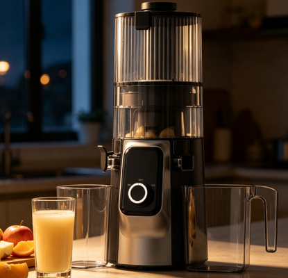 Leiser Slow Juicer HJ102C, Filterlose Saftmaschine für ganze Früchte mit Rückwärts-Anti-Verstopfungsfunktion